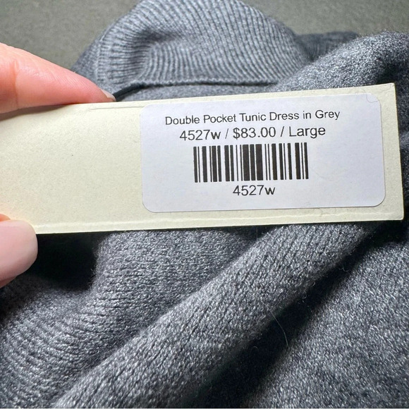 NWT Pinch Double Pocket Tunic Dress in Grey size Large. Mock neck, long sleeve - Picture 5 of 7